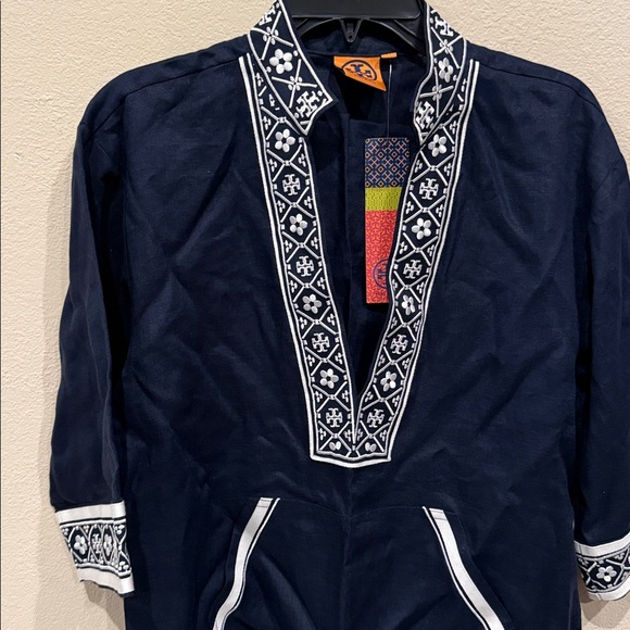 NWT Tory Burch bikini swimsuit cover up linen tunic size XS - Picture 2 of 5